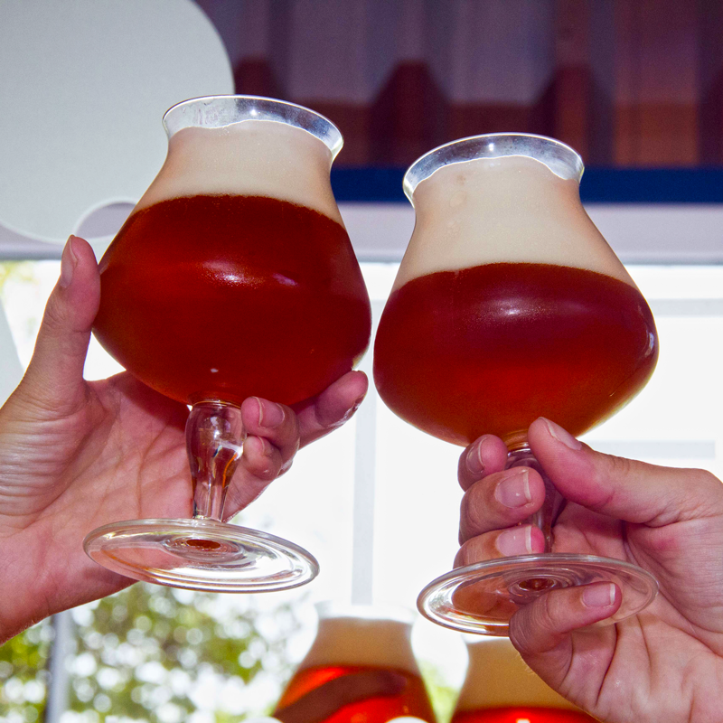 duas pessoas brindando com copos de cervejas que mostram tipos de leveduras